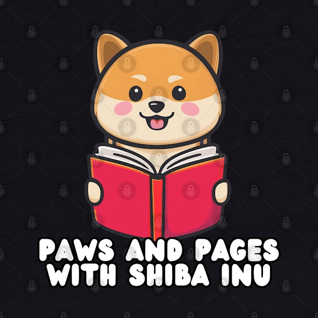 Peacefully Shiba Inu Reading a Book by Estrella Design